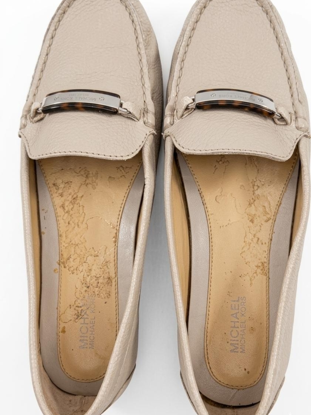 Michael Kors Taupe Leather Bit Loafers